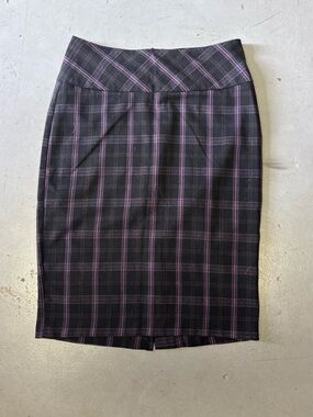 Arden B Black Pencil Skirt with Purple Plaid 90's Style